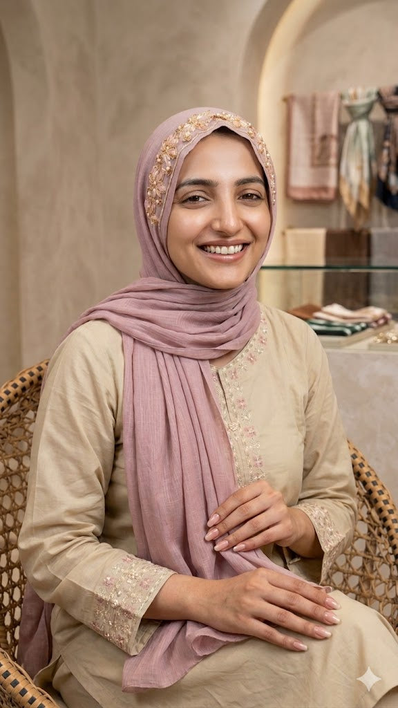 Handmade Lace Embroidered Hijab