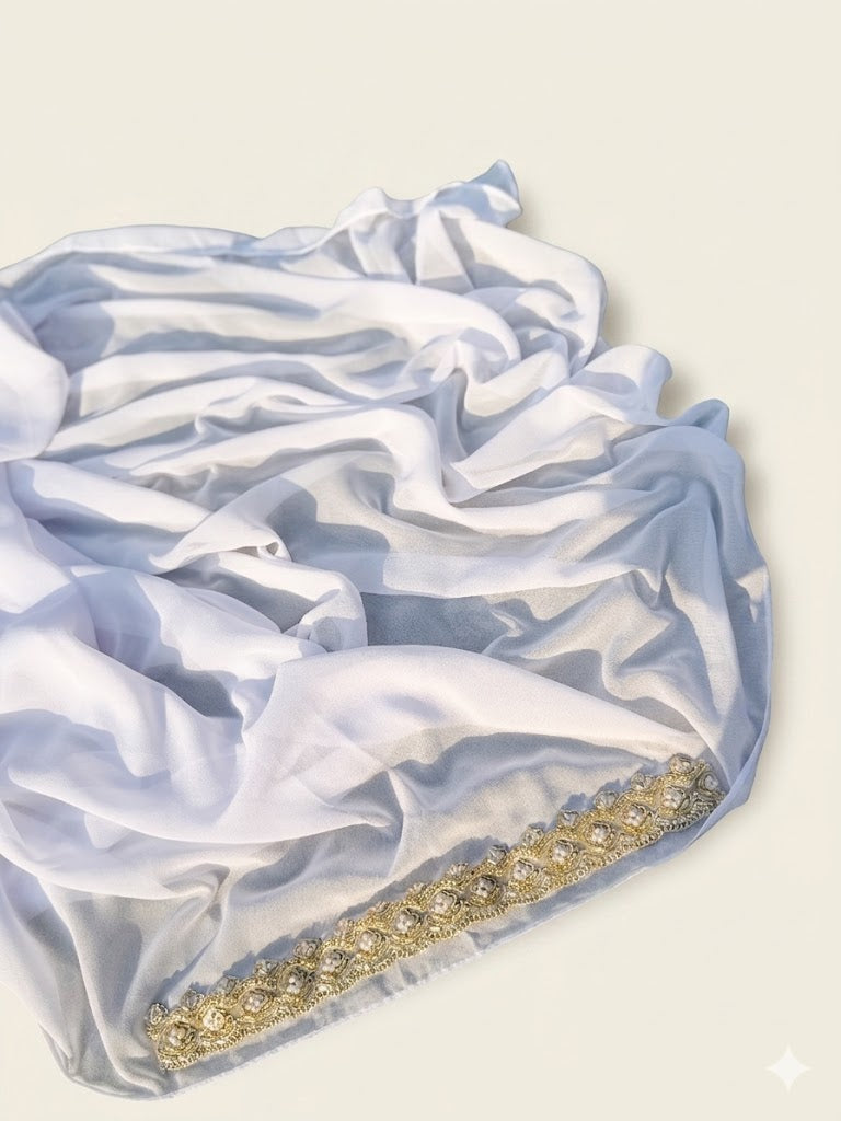 Handmade Gold Lace Embroidered Scarf