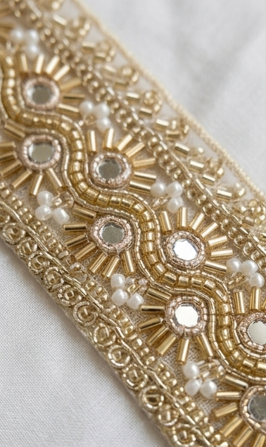 Handmade Gold Lace Embroidered Scarf