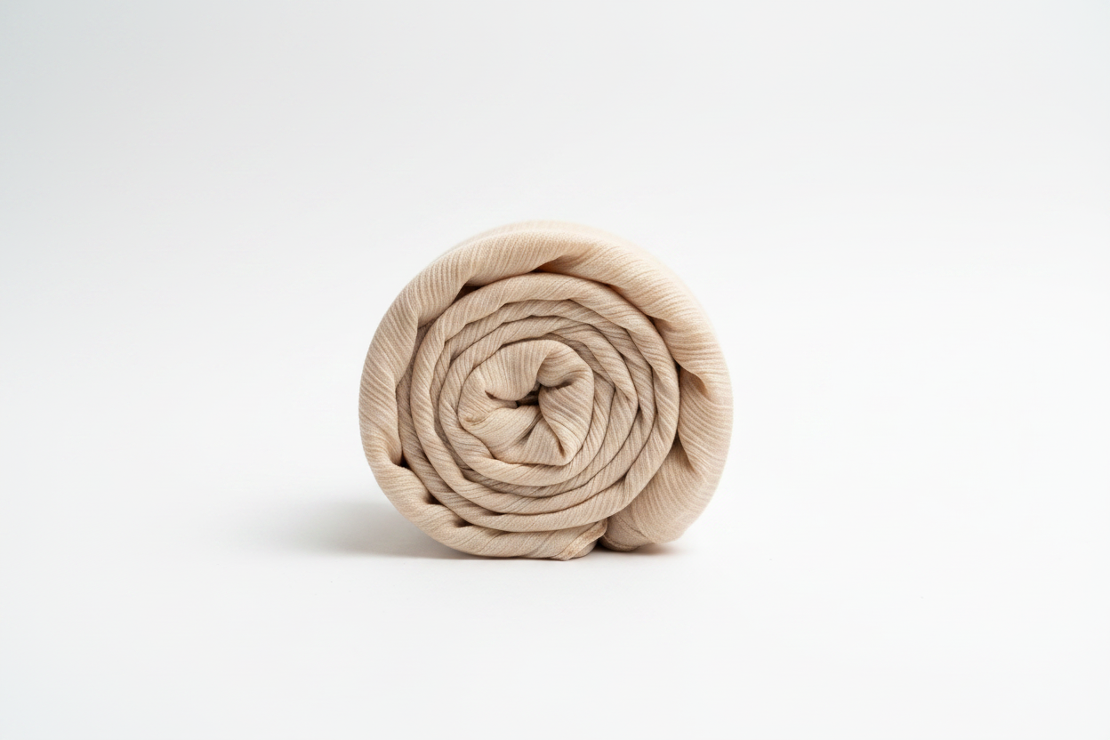 Beige scarf hijab on white background