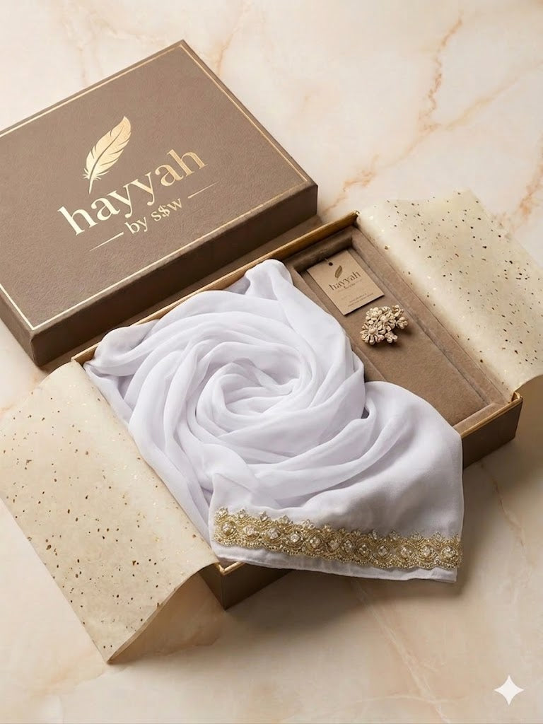 Handmade Gold Lace Embroidered Scarf