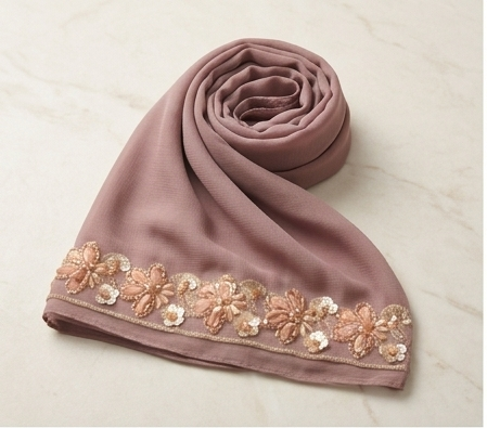 Handmade Lace Embroidered Hijab